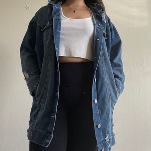 oversized distressed denim jacket
